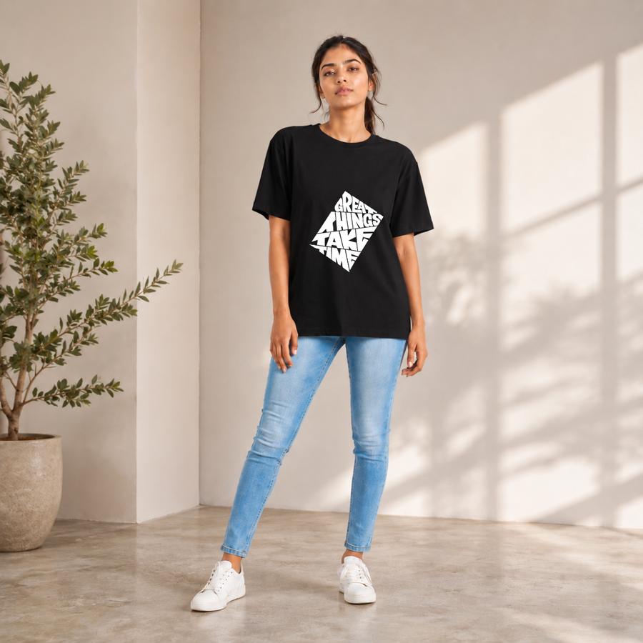 Great Things Take Time-Dark(Q)- Unisex Classic Crew T-Shirt